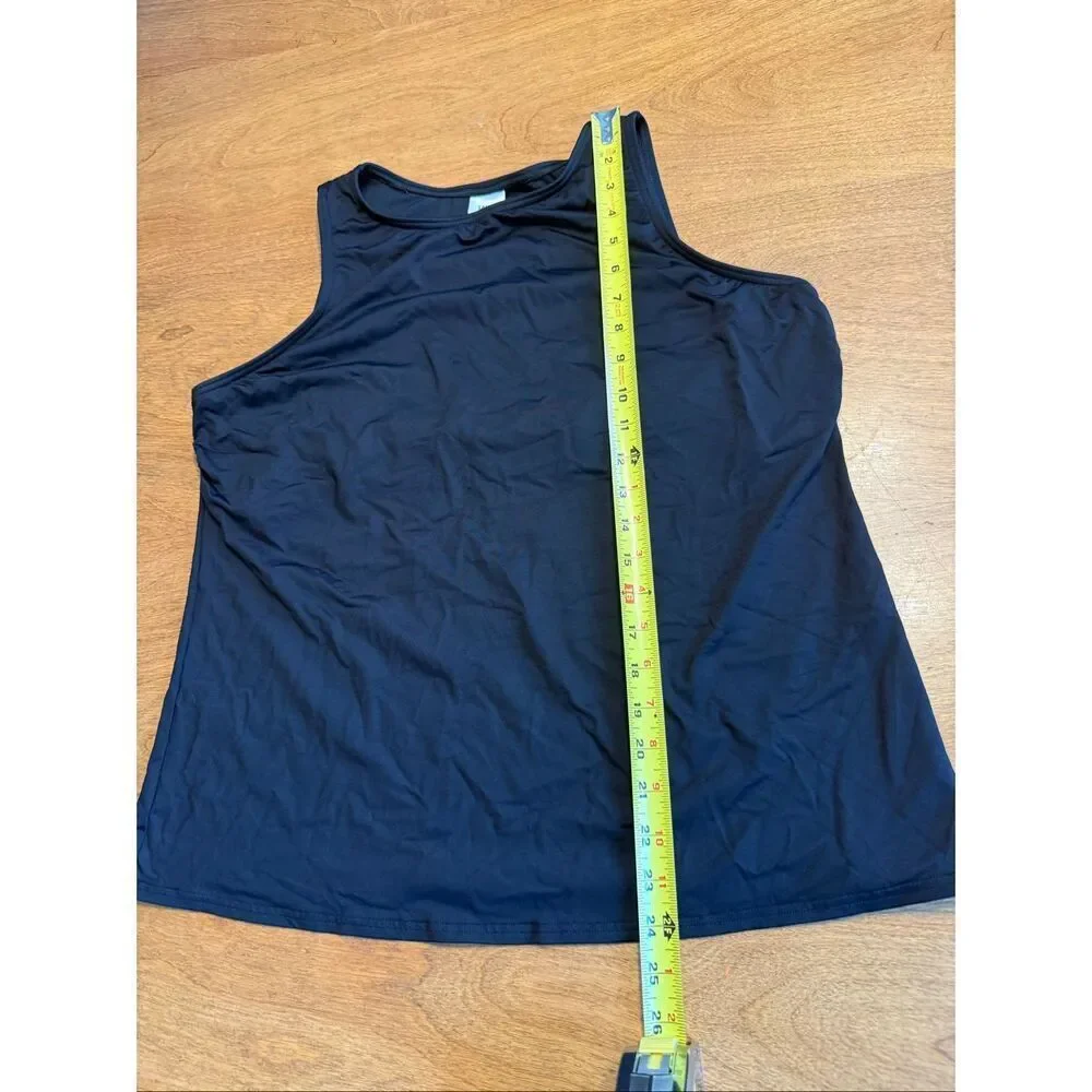 Lands' End Women's Sleeveless Lined High Neck Tankini Swim Top Black Size 18